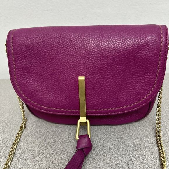 Vera Bradley Carson Deep Pink Pebbled Leather Mini Crossbody Saddlebag - Picture 4 of 11